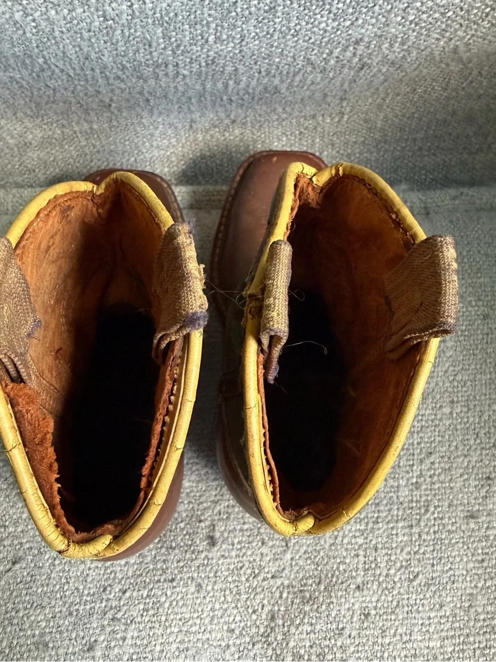 Vintage 1950s Tom Mix Kids Brown and Green Western Cowboy Boots